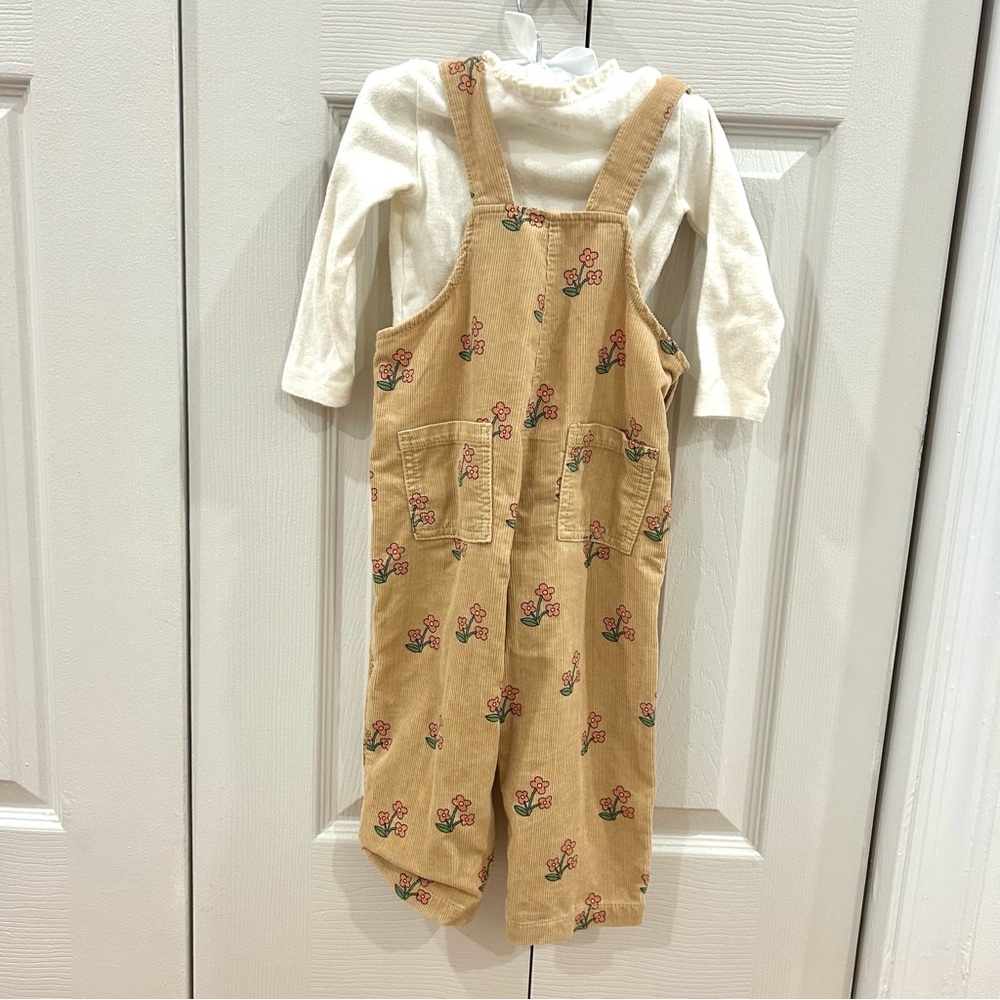 NEXT Baby Floral Corduroy Overalls Outfit Set 12–18M - Picture 6 of 7